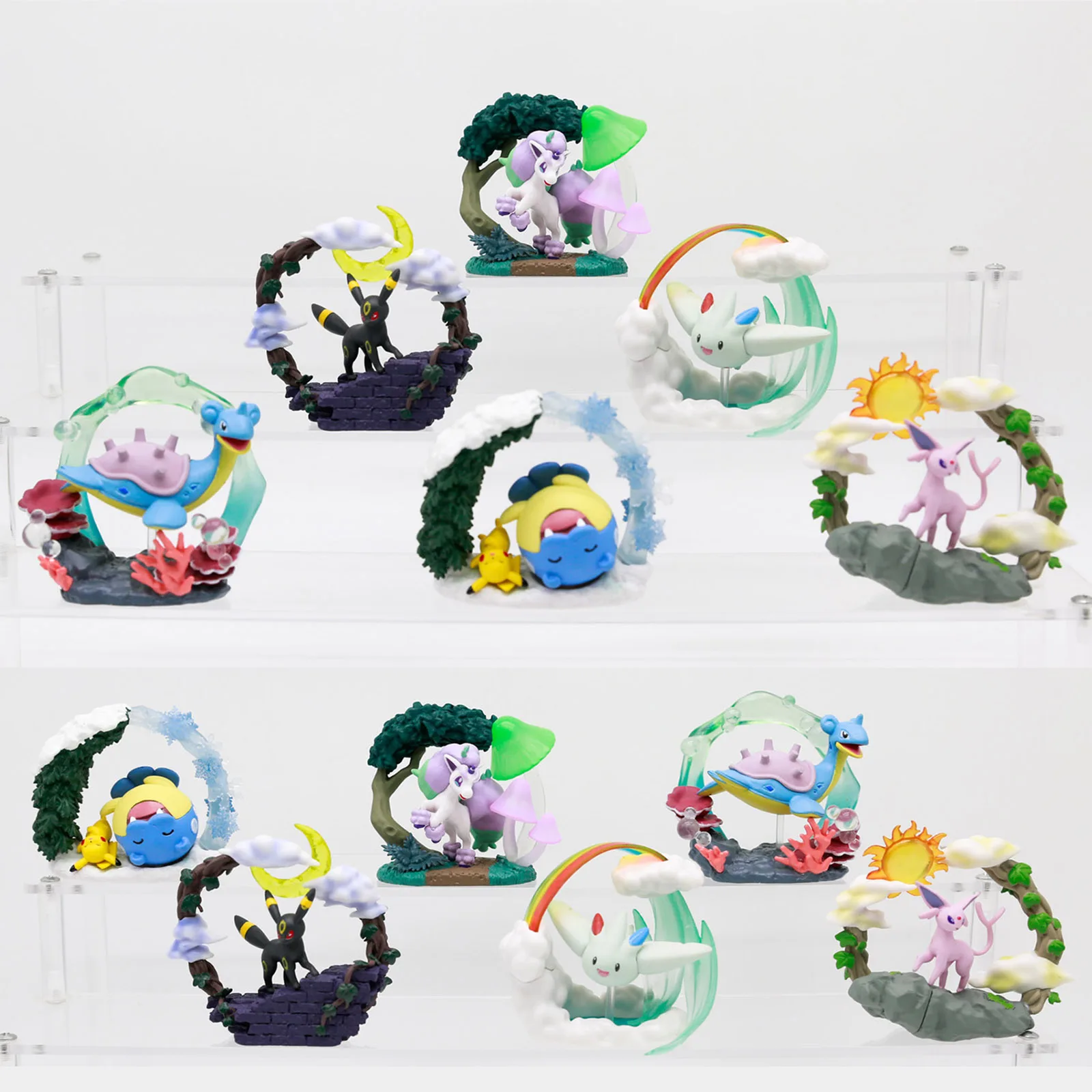 Model Kit Diorama - Миниатюрная круглая коллекция диорамы Pokemon, слепая